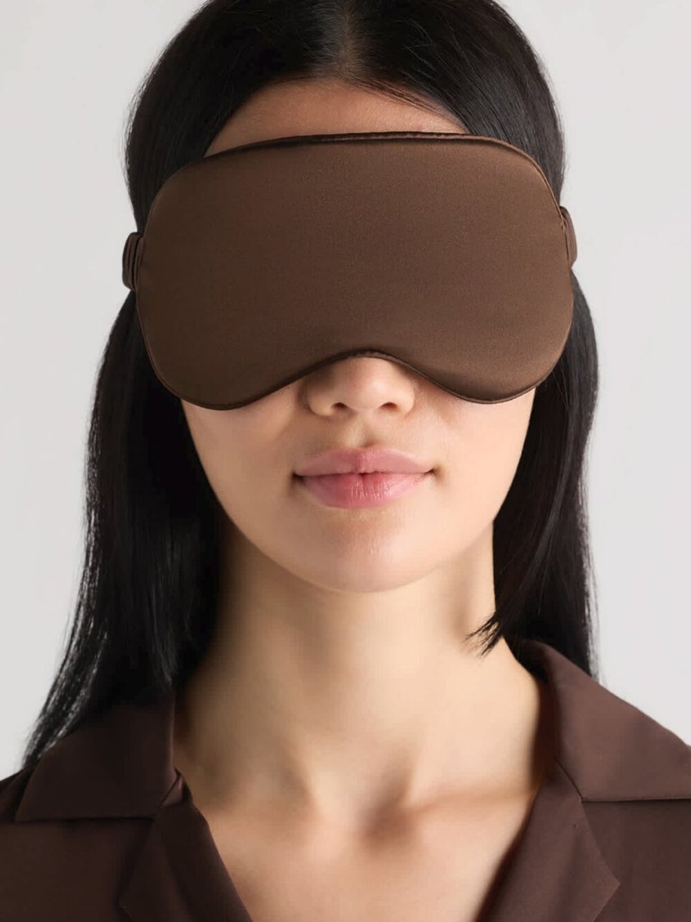 Quince Mulberry Silk Beauty Sleep Mask in Espresso Brown